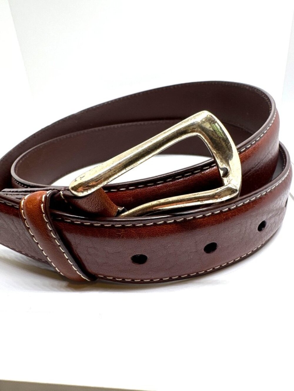 Dockers Genuine Leather Brown Belt Size 40 Classic Casual Dress Belt Preppy